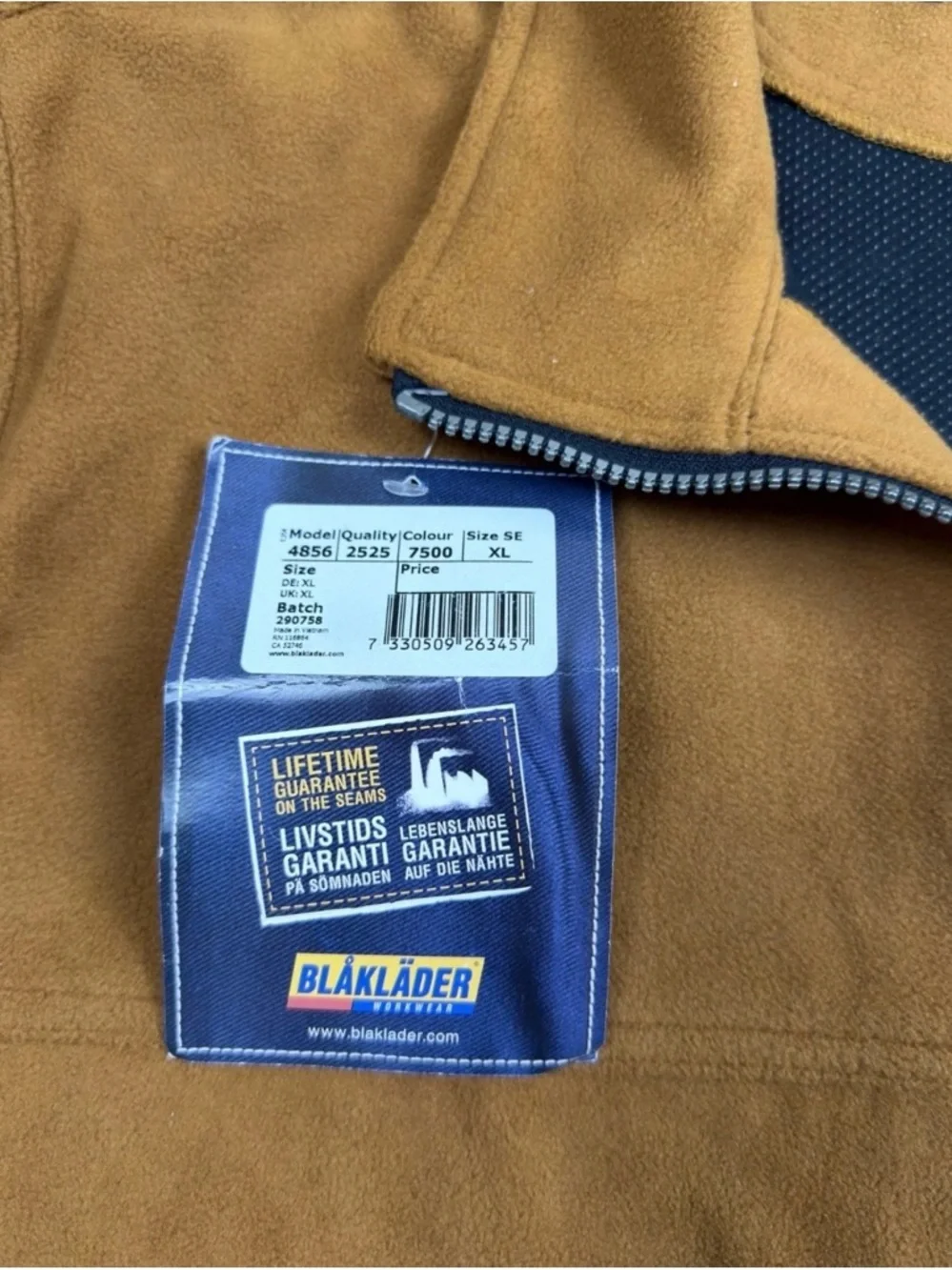Blaklader  Two Fisted Storm Fleece Jacket XL Brown Workwear NWT